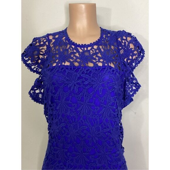New. VELVET blue Lace-Guipure Dress. Small. Retails $179 Neimans - Picture 11 of 13